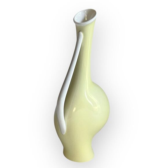 Fritz Heidenreich 1950s for Rosenthal Pregnant Louise Vase 7" Pale Yellow, White - Picture 2 of 16